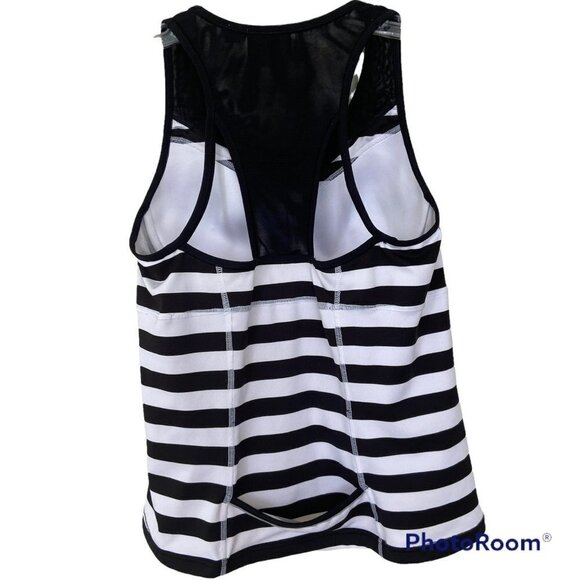Athleta Workout Black and White Tank Built-in Bra Racerback Running Tank Top Siz - Picture 6 of 14